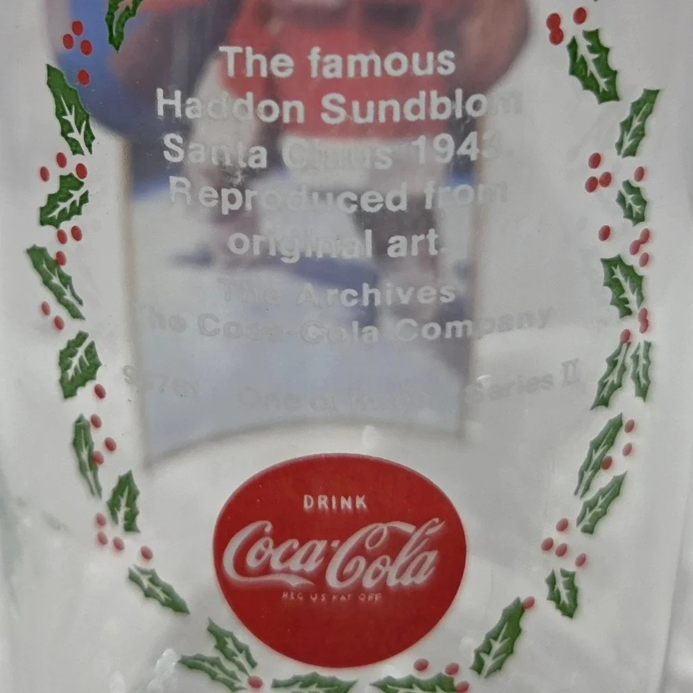 Vintage Coca-Cola Santa Claus Glass Haddon Sundblom 1943 Series II 5.75
